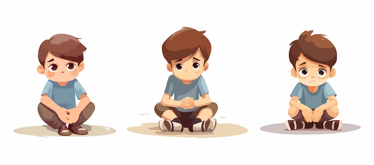 Vector 3 personajes masculinos están confundidos acerca de usar ropa azul diseñada con un estilo vectorial minimalista