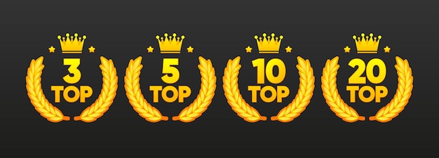 3 Top 5 10 y 20 Gráfico de calificación Mejor en el ranking Ganador en la categoría Colección de insignias