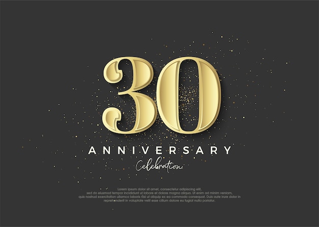 30 aniversario dorado Diseño de vector Premium para celebrar cumpleaños Fondo de vector Premium para saludo y celebración