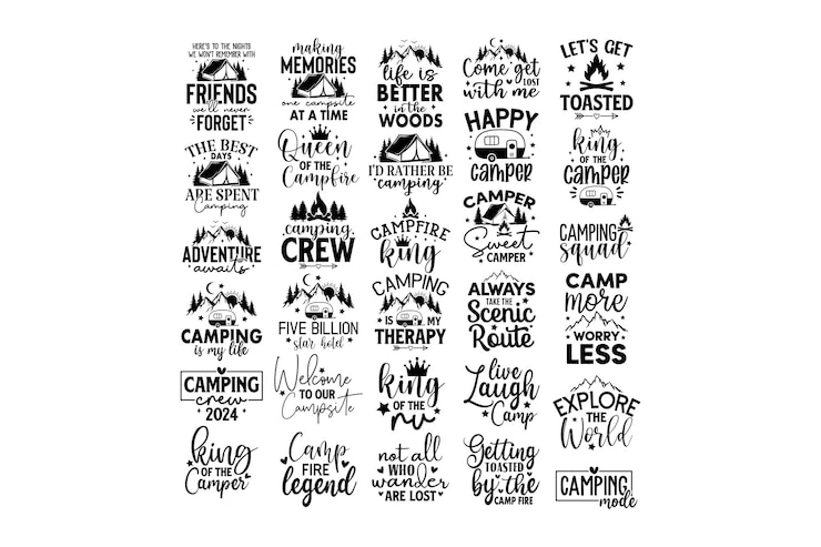 Vector 30 bundle de diseño de acampada