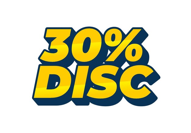 30 por ciento de descuento Efecto de texto en estilo 3D con buenos colores