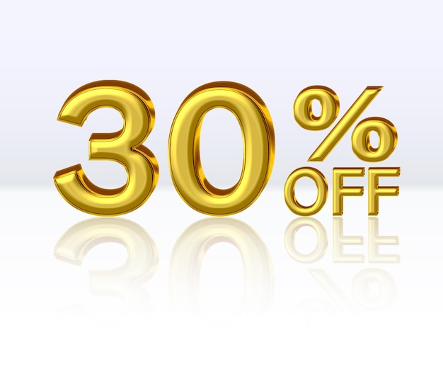 30 por ciento de descuento Números dorados con signo porcentual Ilustración vectorial de oferta especial