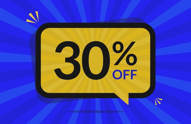 30 descuento 30 por ciento de descuento bandera azul y amarilla con globo flotante para promociones