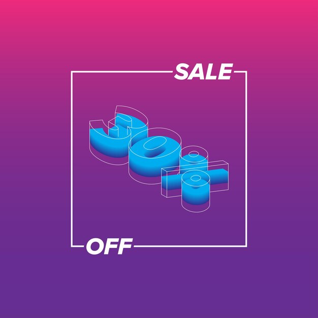 30 de descuento en Flash Sale Shopping Poster o banner magenta púrpura número 3D, Flash Sales banner template d