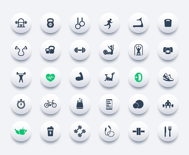 30 iconos de fitness, entrenamiento, gimnasio y entrenamiento