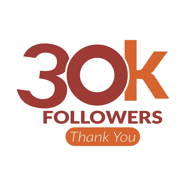 30k seguidores vector diseño de logotipo icono vector Gracias por 30k seguidores
