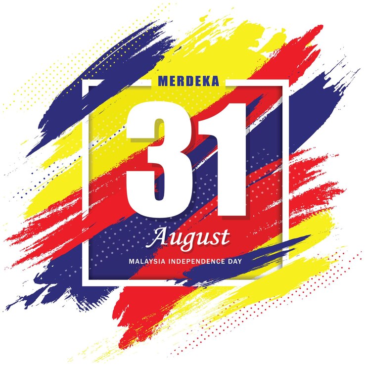 31 de agosto - Día de la Independencia de Malasia base de fondo abstracto moderno en los colores de la bandera nacional.