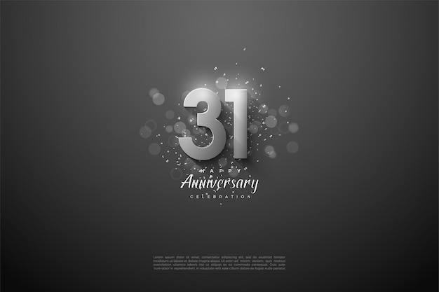 31 aniversario con números plateados 3d