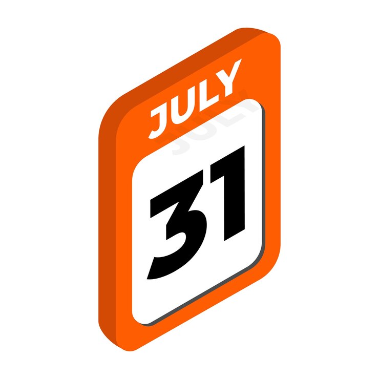 31 de julio Día calendario Ilustración vectorial de íconos con estilo isométrico