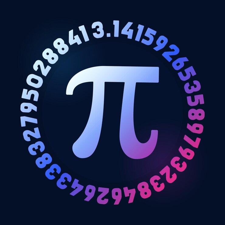 Vector 314 dígitos y símbolo de pi vector constante matemática ilustración redonda matemáticas de color feliz día de pi