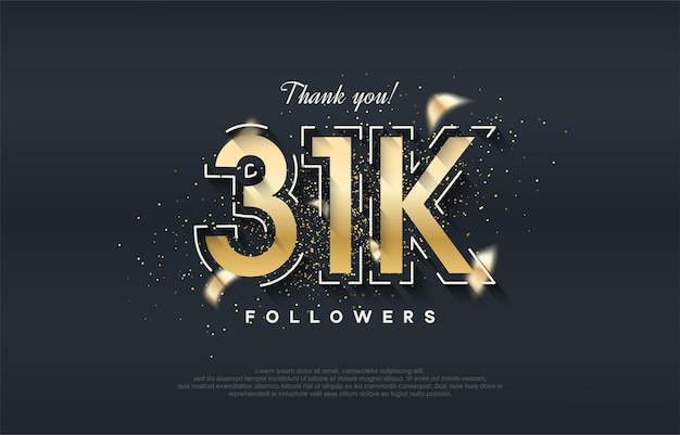 31k seguidores diseño con color dorado brillante