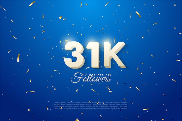 31k seguidores en un fondo azul brillante.