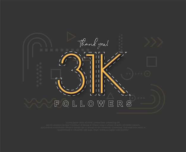 31k seguidores únicos y simples con números y líneas delgadas
