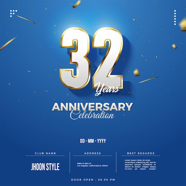 32 aniversario con un número brillante.