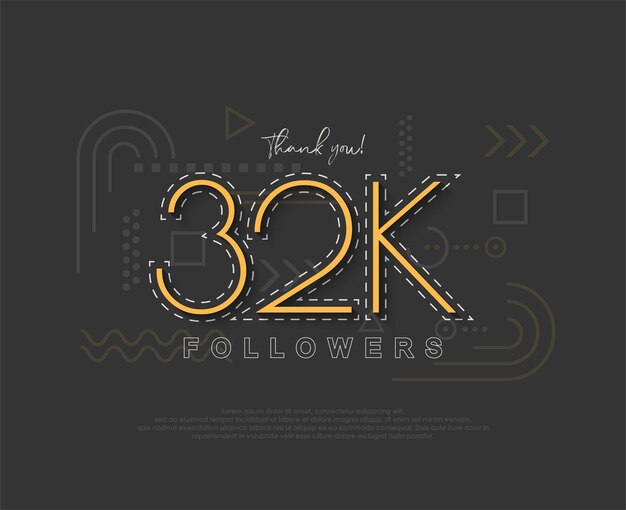 32k seguidores simples y únicos con números y líneas finas.