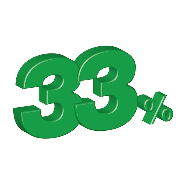 33 por ciento efecto plástico 3d número porcentaje símbolo vector ilustración eps