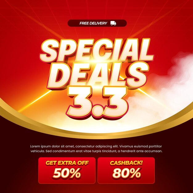 33 días de compras ofertas de descuento de venta Gradiente rojo dorado exclusivo Banner de efecto de texto editable