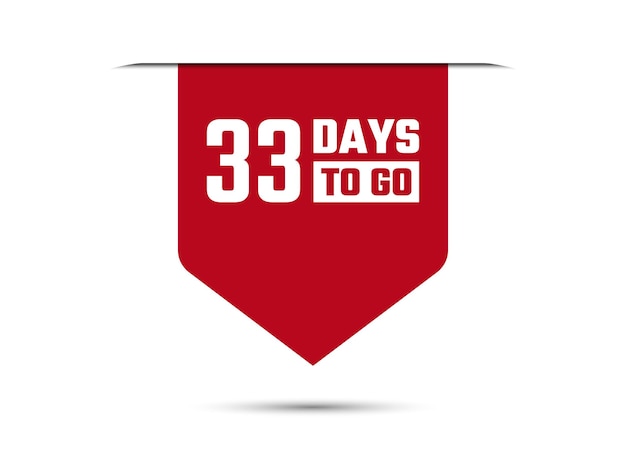 33 días para ir a la ilustración de bandera vectorial roja aislada en fondo blanco