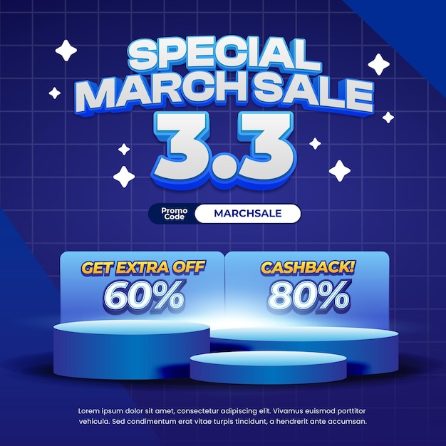 33 ofertas especiales de compras con gradiente azul oscuro Efecto de texto editable Estilo cuadrado Banner cuadrado