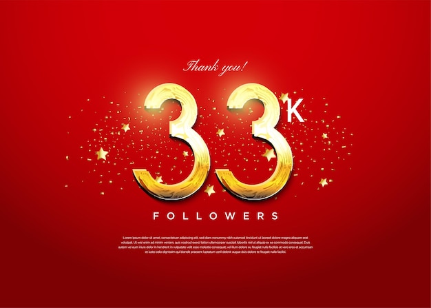 33k seguidores con hermosos y brillantes números de celebración