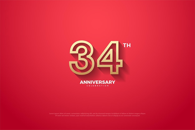 34 aniversario con borde numérico marrón