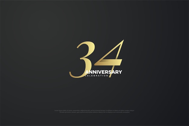 34 aniversario con diseño de número único