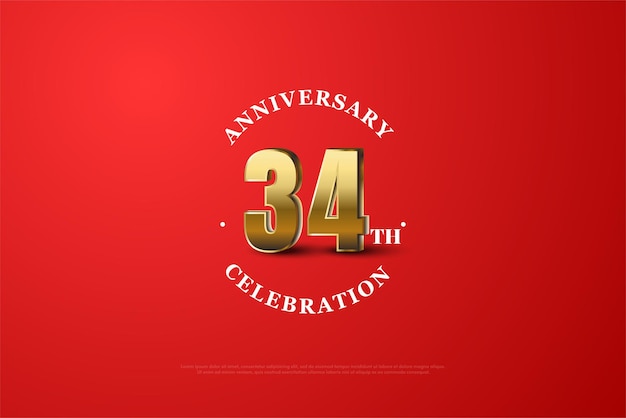 34 aniversario con número de oro.