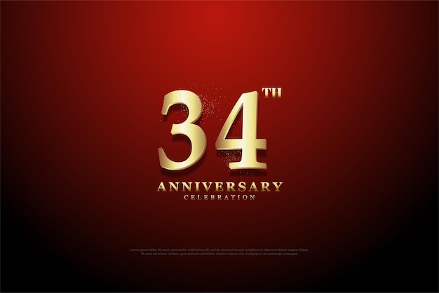 34 aniversario con números sobre fondo esbozado