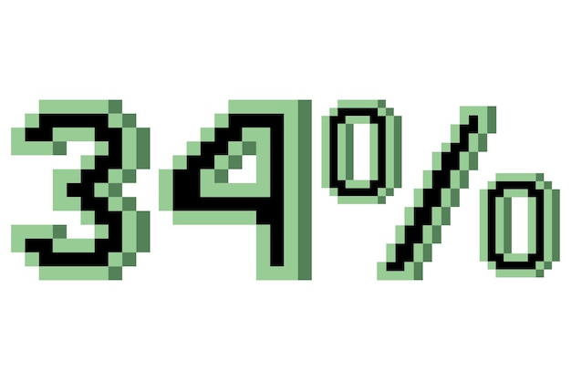 34 por ciento con pixel art 3d ilustración vectorial