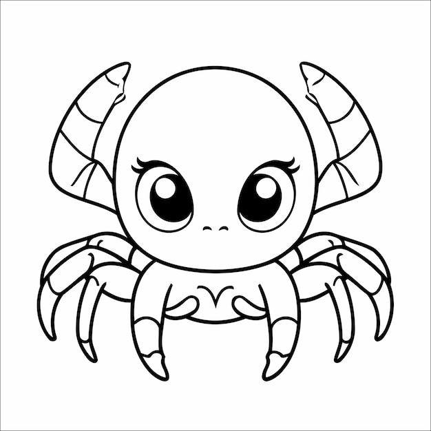 34 Linda página para colorear de vectores Kawaii de araña para niños