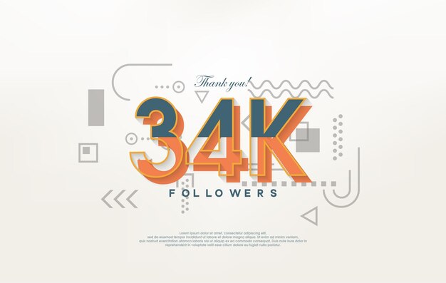 34k seguidores Gracias con coloridas ilustraciones de números de dibujos animados