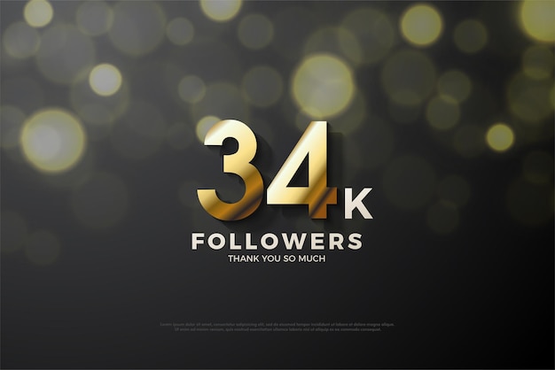 34k seguidores con números dorados 2d