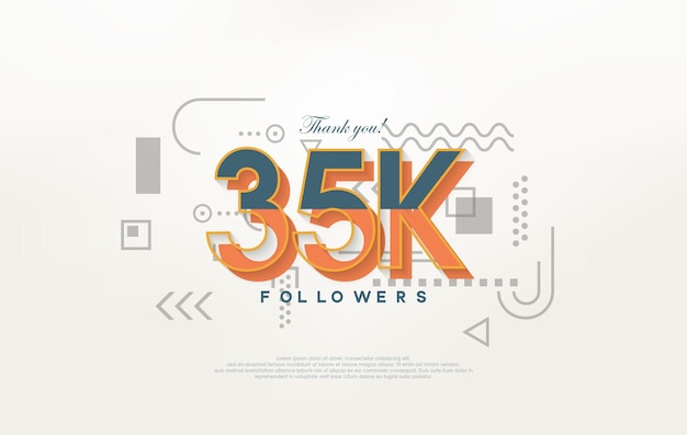 35.000 seguidores Gracias con coloridas ilustraciones de números de dibujos animados