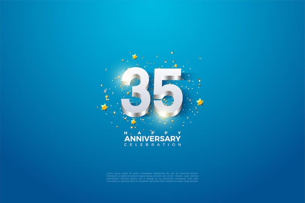 35 aniversario con números plateados