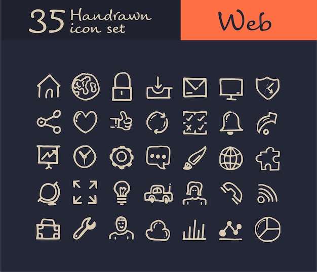 Vector 35 icono web dibujado a mano