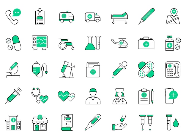 35 íconos de contorno médico