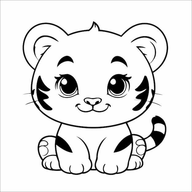 35 Página para colorear de vectores kawaii de tigre lindo para niños