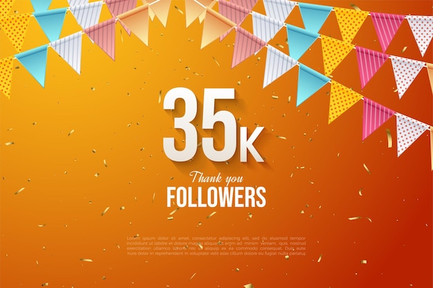 35k seguidores con concepto de celebración festiva.