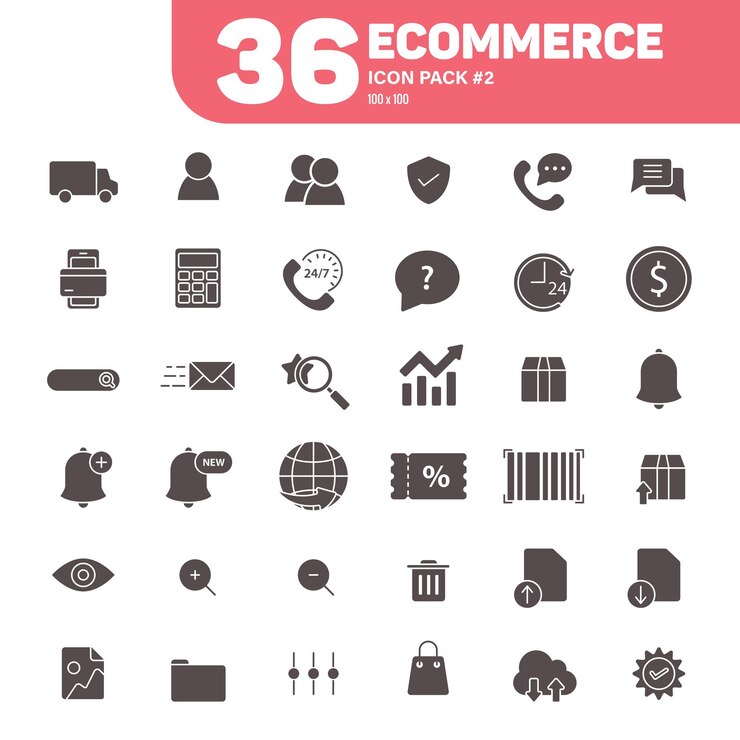 36 Iconos de comercio electrónico Pack 2 Conjunto vectorial de íconos sólidos de comercio electrónico