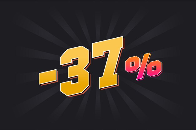 37 banner de descuento negativo con fondo oscuro y texto amarillo 37% diseño promocional de ventas