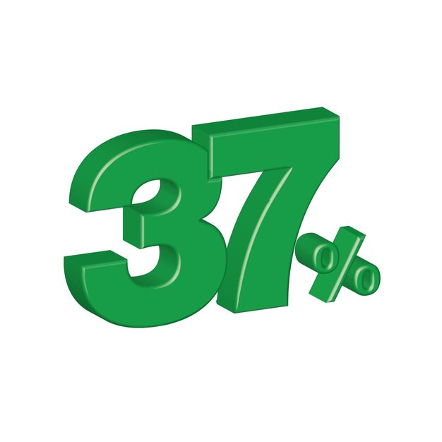 37 por ciento efecto plástico 3d número porcentaje símbolo vector ilustración eps