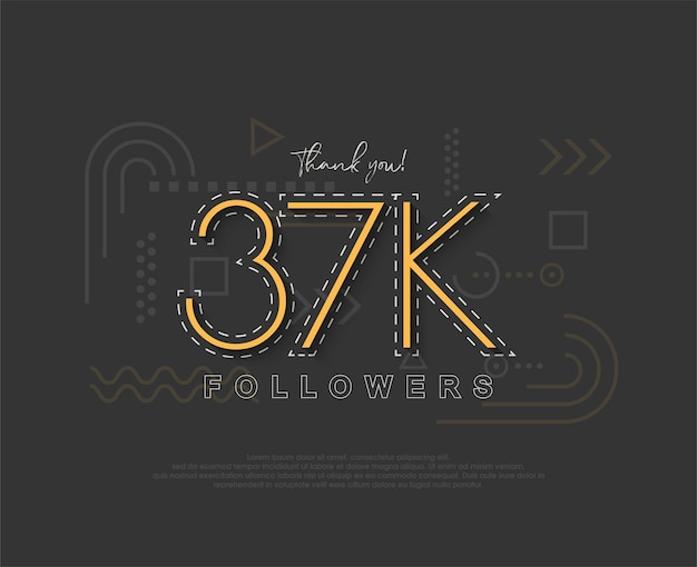 37k seguidores únicos y simples con números y líneas delgadas