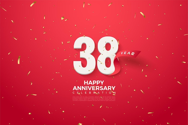 38 aniversario con cinta roja detrás