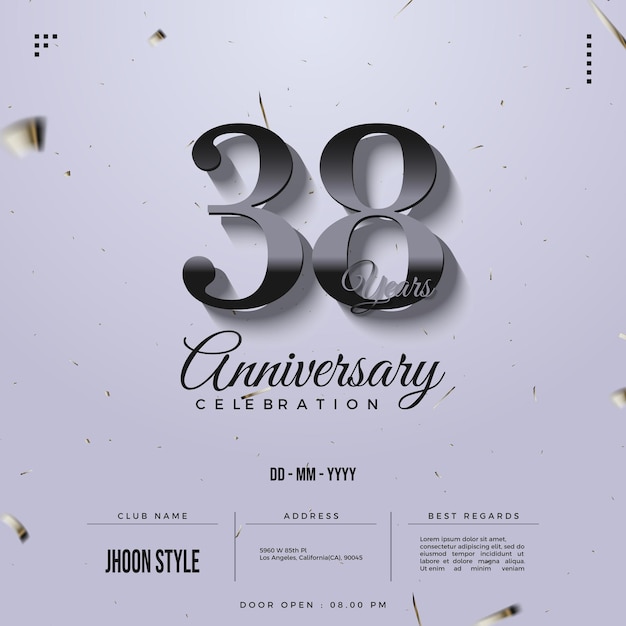 38 aniversario con coloración simple y brillante.