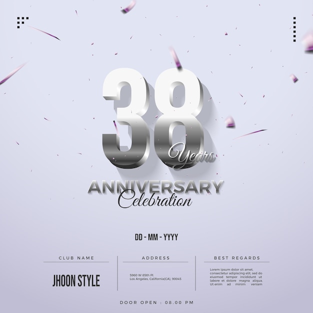 38 aniversario con hermosos colores de celebración.