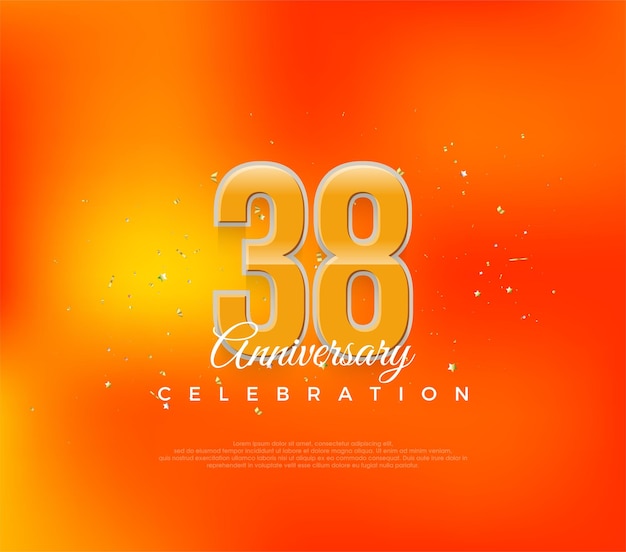 38 aniversario con un lujoso diseño de color naranja simple vector premium moderno vector premium para la celebración de pancartas de cartel