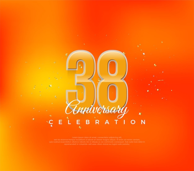 Vector 38 aniversario con un lujoso diseño de color naranja simple vector premium moderno vector premium para la celebración de pancartas de cartel