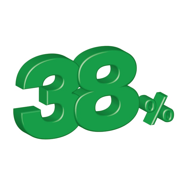 38 por ciento efecto plástico 3d número porcentaje símbolo vector ilustración eps