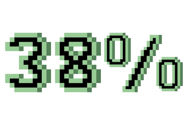 38 por ciento con pixel art 3d ilustración vectorial