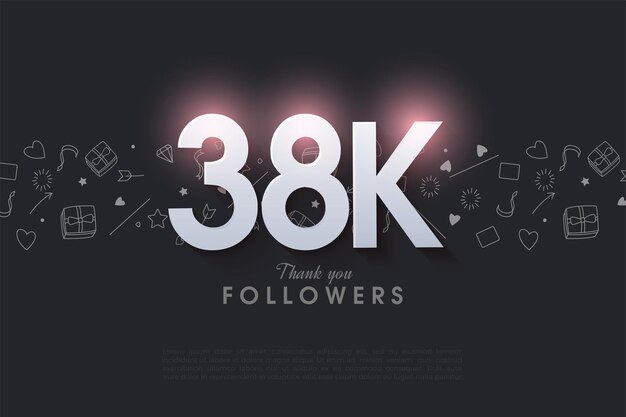 38k seguidores con efecto de luz violeta.